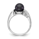 14k White Gold 7mm Black FW Cultured Pearl ring